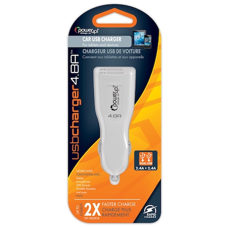 Power Up! USB Plug - 4.8a Dual USB White 191-052918